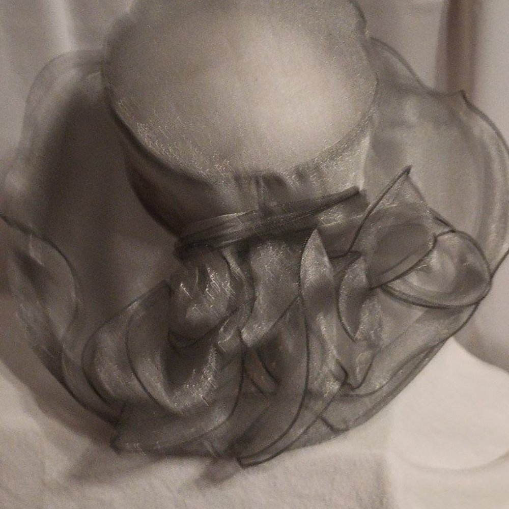 SUMMER CLEARANCE -- WIDE BRIM SILVER LACE HAT FOR CHURCH AND SPECIAL EVENTS